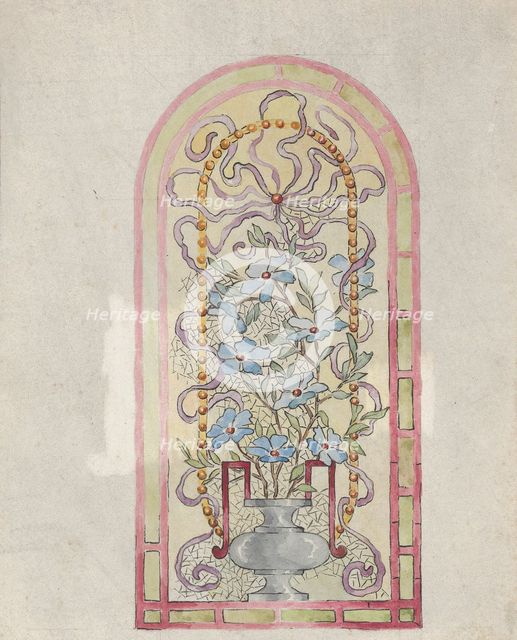 Stained Glass Design with Flowering Vase, late 19th century. Creator: E. E. Q..