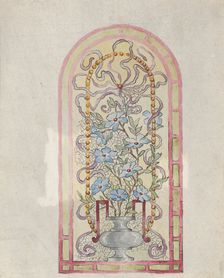 Stained Glass Design with Flowering Vase, late 19th century. Creator: E. E. Q.