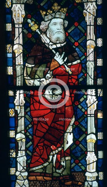 Stained glass image of King Canute, 11th century. Artist: Unknown
