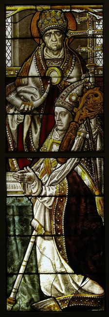 Stained Glass Panel with a Bishop and his Patron Saint, German, ca. 1505-08. Creator: Unknown