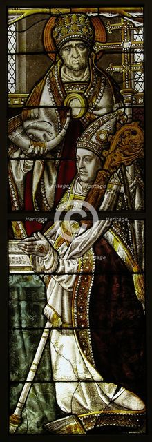 Stained Glass Panel with a Bishop and his Patron Saint, German, ca. 1505-08. Creator: Unknown.