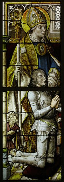 Stained Glass Panel with a Knight and His Patron Saint, German, ca. 1505-08. Creator: Unknown