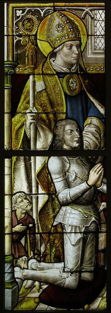 Stained Glass Panel with a Knight and His Patron Saint, German, ca. 1505-08. Creator: Unknown