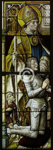 Stained Glass Panel with a Knight and His Patron Saint, German, ca. 1505-08. Creator: Unknown.
