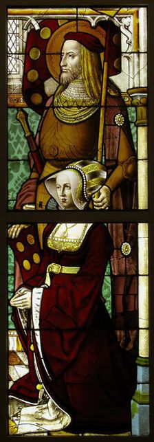 Stained Glass Panel with a Lady and her Patron Saint, German, ca. 1505-08. Creator: Unknown