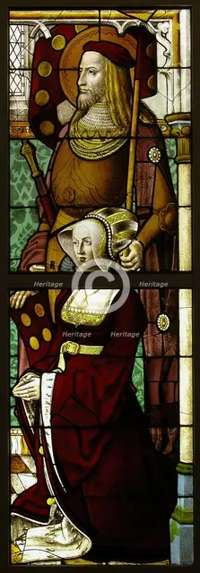Stained Glass Panel with a Lady and her Patron Saint, German, ca. 1505-08. Creator: Unknown.