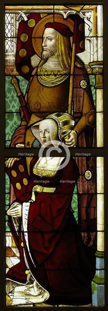 Stained Glass Panel with a Lady and her Patron Saint, German, ca. 1505-08. Creator: Unknown.
