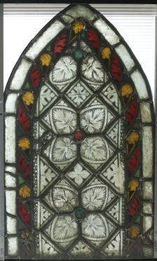 Stained Glass Panel with Aconite Leaves, c. 1275-1300. Creator: Unknown
