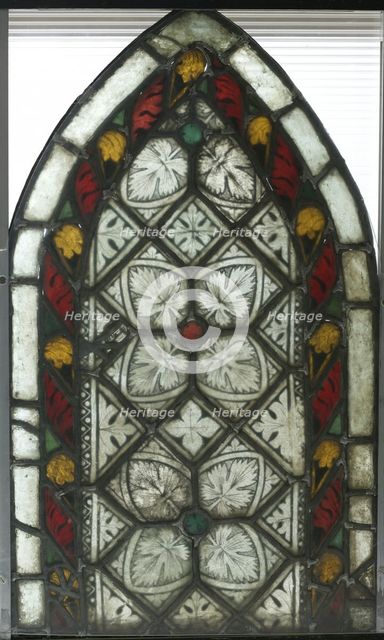 Stained Glass Panel with Aconite Leaves, c. 1275-1300. Creator: Unknown.