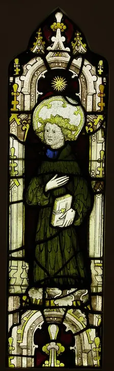 Stained Glass Panel with an Angel, British, ca. 1450. Creator: Unknown