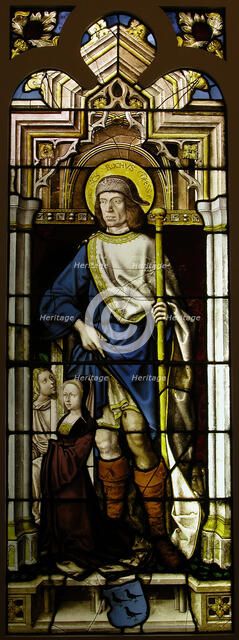 Stained Glass Panel with Saint Roch, the van Merle Family Arms and a Donor, German, 16th century. Creator: Unknown.