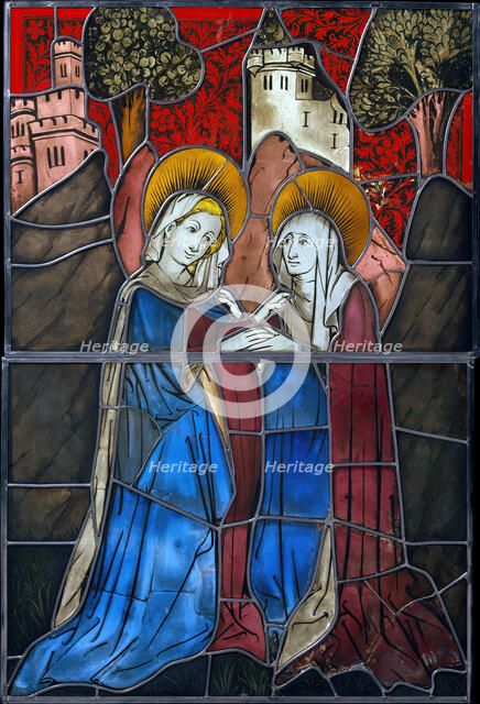 Stained Glass Panel with the Visitation, German, 1444. Creator: Unknown.