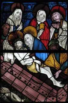 Stained Glass Panel with the Entombment, German, 15th century. Creator: Unknown