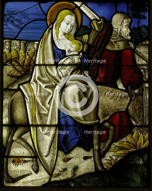 Stained Glass Panel with the Flight into Egypt, German, ca. 1485-1500. Creator: Unknown.