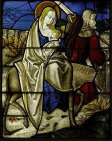 Stained Glass Panel with the Flight into Egypt, German, ca. 1485-1500. Creator: Unknown
