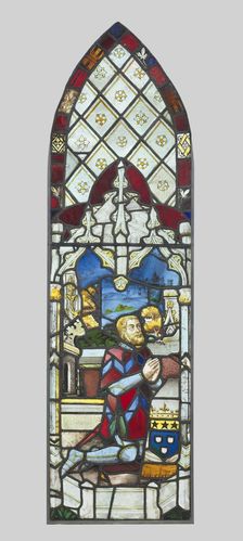 Stained Glass Panel Pair with Male Donor and Female Donor, c. 1480. Creator: Unknown