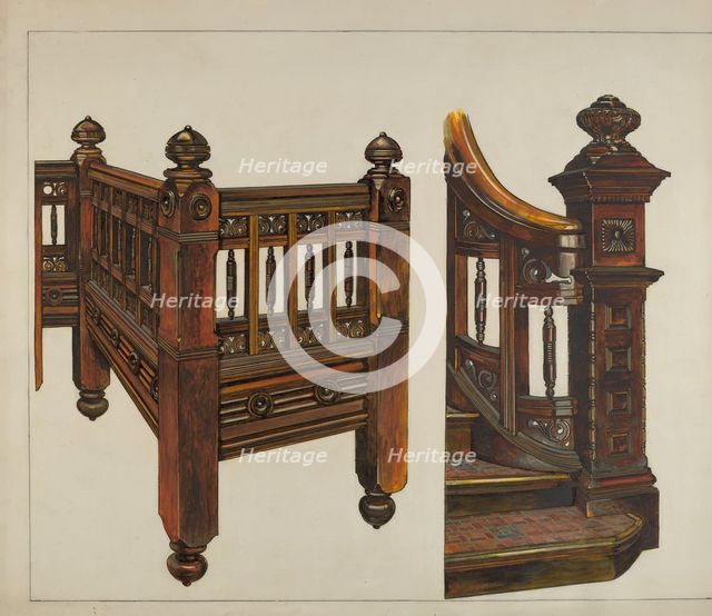 Stairway Balustrade, c. 1937. Creator: Florence Truelson.