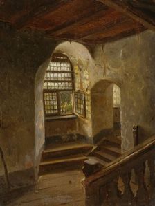 Stairway in a Castle by the Rhine, probably 1854. Creator: Adolph Tidemand