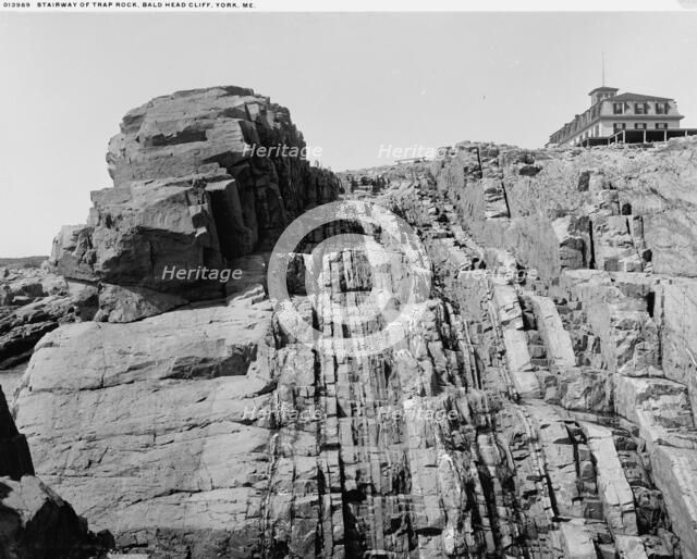 Stairway of Trap Rock, Baldhead (i.e. Bald Head) Cliff, York, Me., between 1900 and 1906. Creator: Unknown.