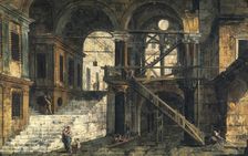 Stairwell in a Renaissance House, mid-18th century. Creator: Michele Marieschi
