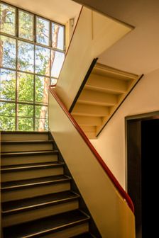Staircase, Masters House. Restored paintwork, Bauhaus building, Dessau, Germany, 2018. Artist: Alan John Ainsworth
