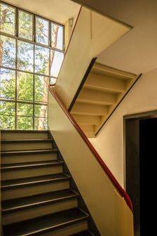 Staircase, Masters House. Restored paintwork, Bauhaus building, Dessau, Germany, 2018. Artist: Alan John Ainsworth