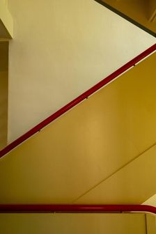 Staircase, Masters House. Restored paintwork. The Bauhaus building, Dessau, Germany, 2018. Artist: Alan John Ainsworth
