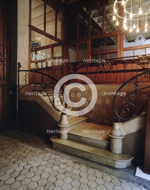 Staircase of the Thomas House in 293 Mallorca Street, Barcelona, ??conducted by Lluís Domenech i …