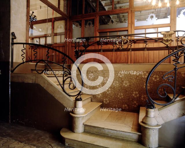 Staircase of the Thomas house in 293 Mallorca street by Lluís Domènech i Montaner, 1895 - 1898, e…