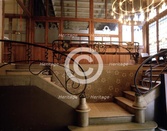 Staircase of the Thomas house in 293 Mallorca street by Lluís Domènech i Montaner, 1895 - 1898, e…