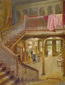 Staircase at Wandsworth Manor House, St John's Hill, Wandsworth, London, 1887. Artist: John Crowther