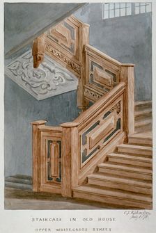 Staircase in a house on Whitecross Street, London, 1871. Artist: Charles James Richardson