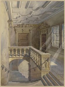 Staircase in the town hall of Würzburg, 1878. Creator: Julius Knoblauch