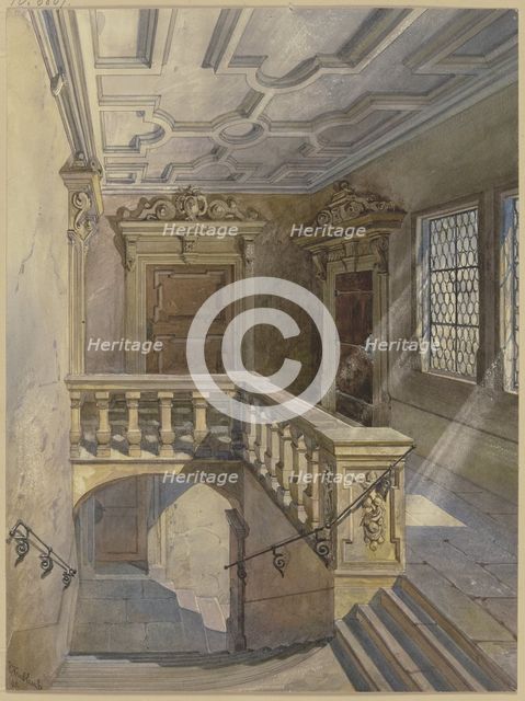 Staircase in the town hall of Würzburg, 1878. Creator: Julius Knoblauch.