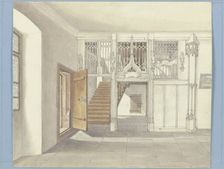 Staircase in the town hall of Überlingen, 1844. Creator: Monogrammist HF