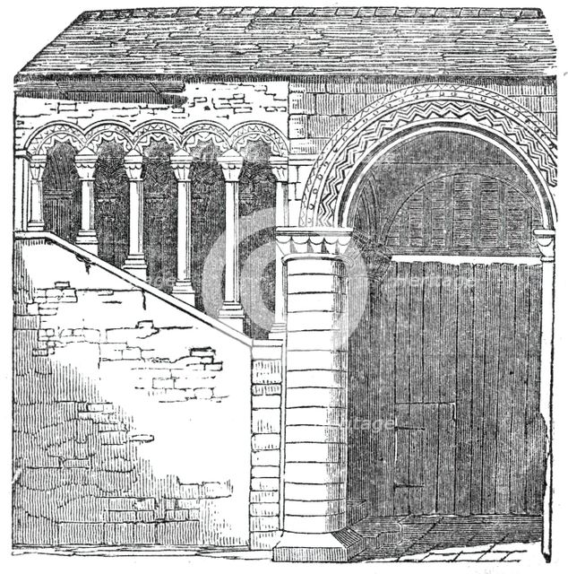Staircase in the Conventional Buildings, Canterbury, 1844. Creator: Unknown.