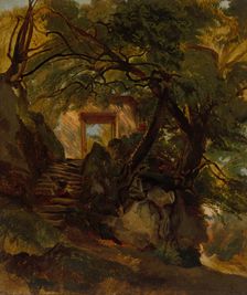 Staircase in the Park of Villa Chigi di Ariccia, 1844/1845. Creator: Alexandre Calame