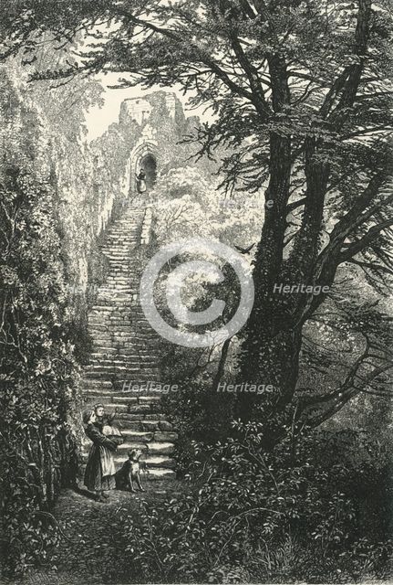 'Staircase to Carisbrook Keep', c1870.