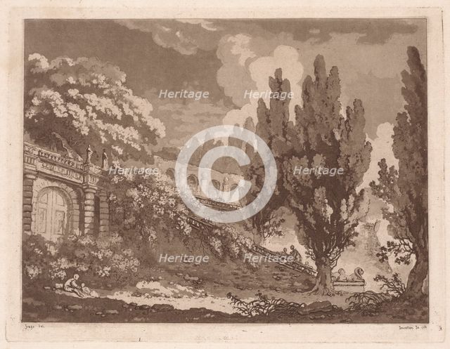 Stairs in an Italian Garden , 1766. Creator: Jean-Claude-Richard Saint-Non (French, 1727-1791).