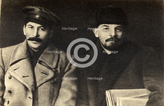 Stalin and Lenin, Russian Bolshevik revolutionary leaders, Moscow, Russia, 1919. Artist: Unknown