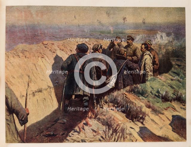 Stalin, Voroshilov and Shchadenko in the trenches of Tsaritsyn, 1934.