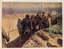 Stalin, Voroshilov and Shchadenko in the trenches of Tsaritsyn, 1934