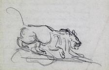 Stalking Lion, c1830. Creator: Antoine-Louis Barye