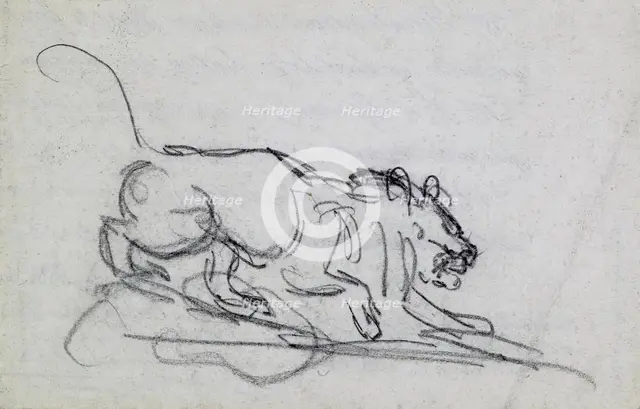 Stalking Lion, c1830. Creator: Antoine-Louis Barye.