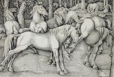 Stallion and Kicking Mare with Wild Horses, 1534. Creator: Hans Baldung
