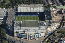 Stamford Bridge Stadium, home to Chelsea Football Club, Chelsea, London, 2021. Creator: Damian Grady