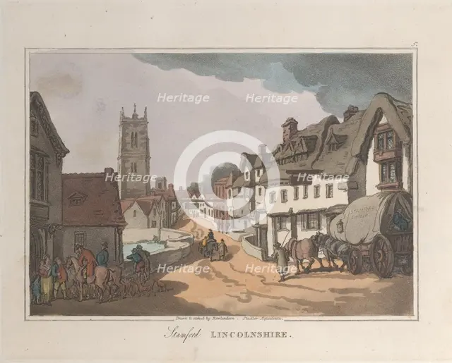 Stamford Lincolnshire, from "Sketches from Nature", 1822., 1822. Creators: Thomas Rowlandson, Joseph Constantine Stadler.