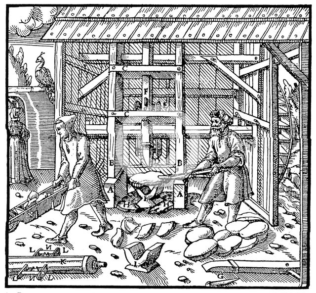 Stamp for breaking copper cupellation cakes for further refining, 1556. Artist: Unknown