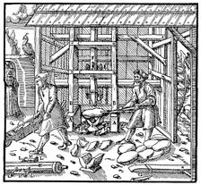 Stamp for breaking copper cupellation cakes for further refining, 1556