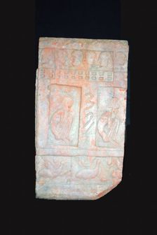 Stamped Tile with Crouching Ascetics, 4th/6th century. Creator: Unknown